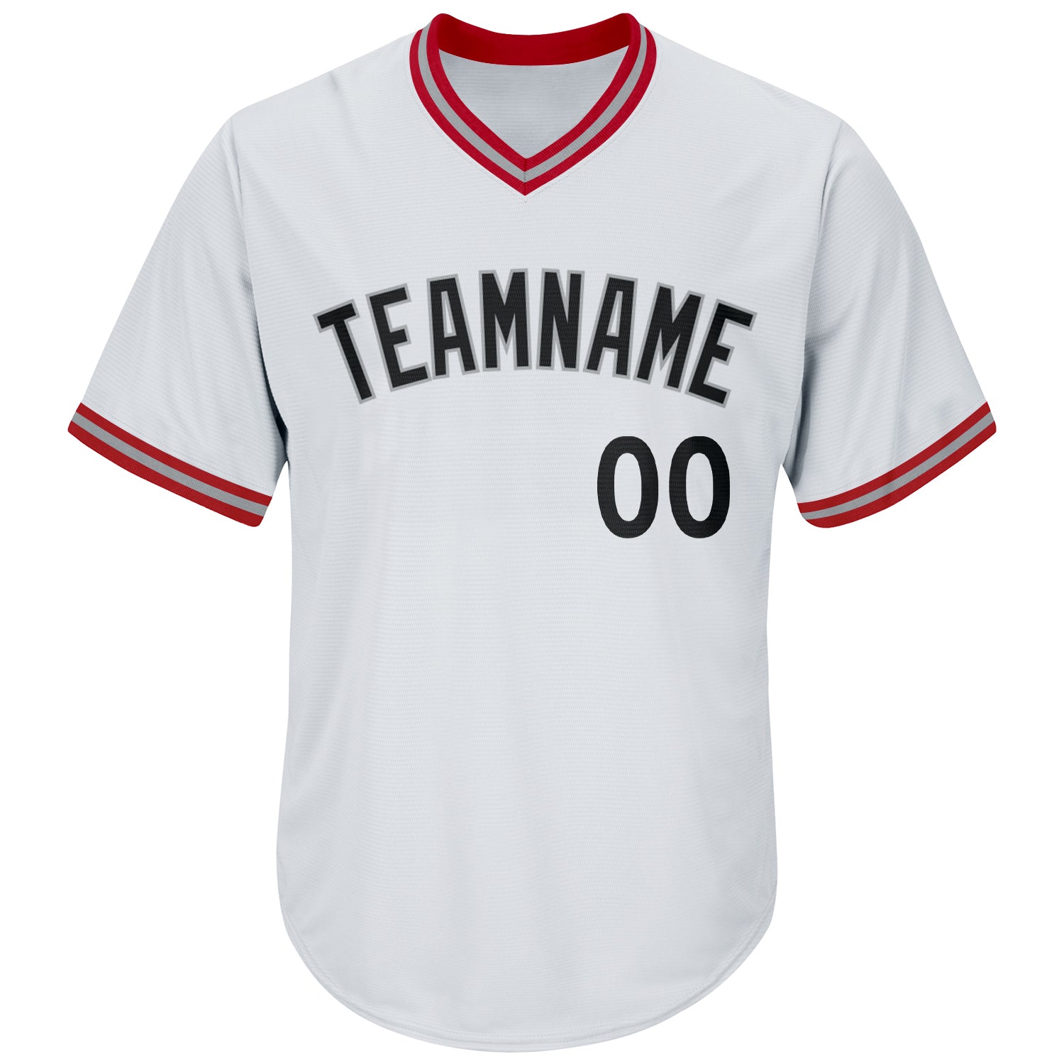 Custom White Black-Red Authentic Throwback Rib-Knit Baseball Jersey Shirt