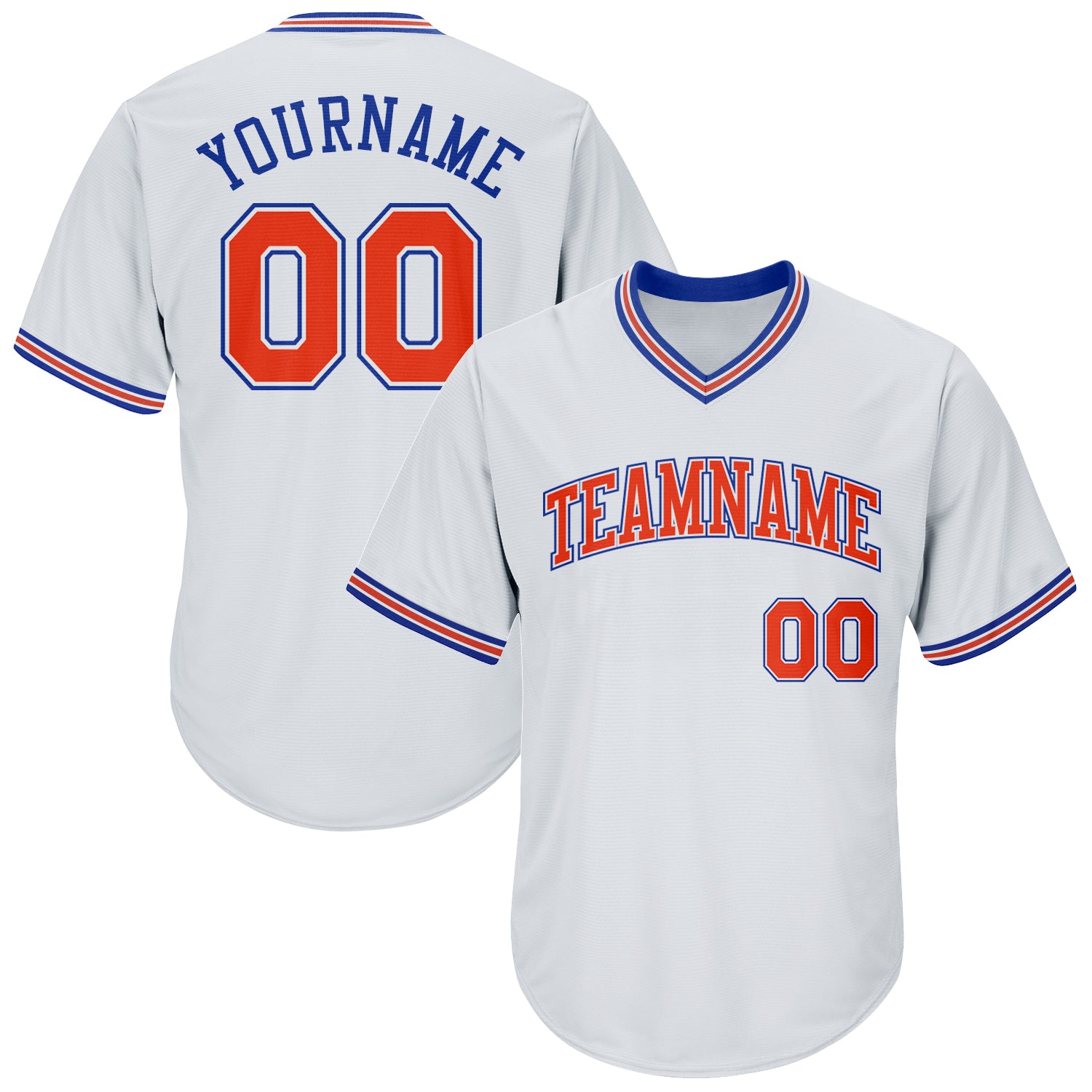 Custom White Orange-Royal Authentic Throwback Rib-Knit Baseball Jersey Shirt