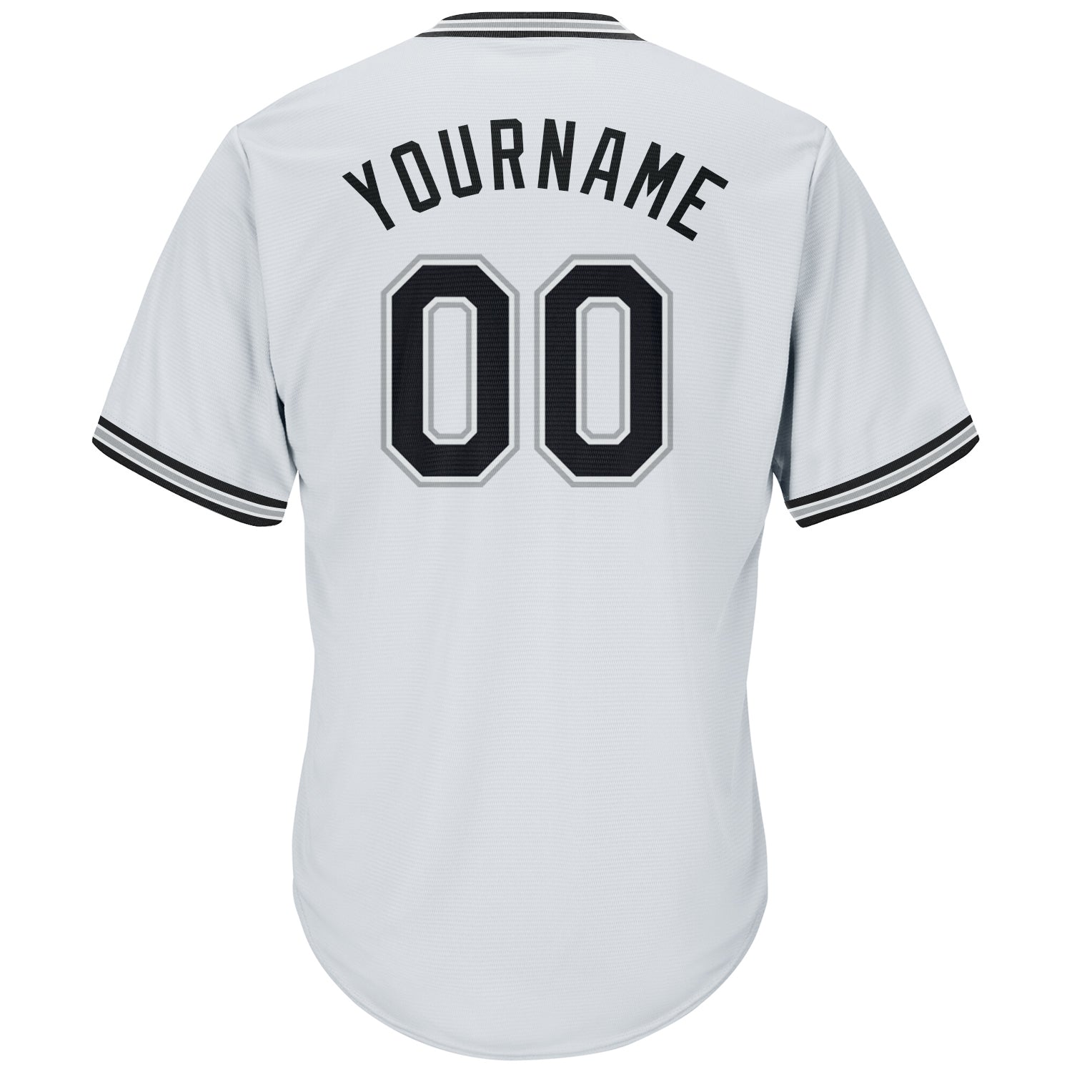 Custom White Black-Gray Authentic Throwback Rib-Knit Baseball Jersey Shirt