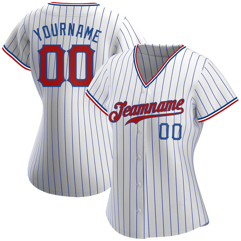 Custom Gray Royal Pinstripe Royal-Red Authentic Baseball Jersey Discount