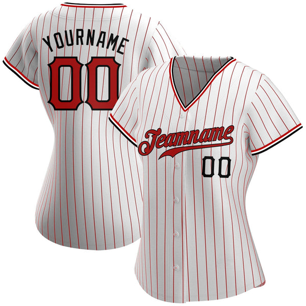 Custom White Black Pinstripe Red-Black Authentic American Flag Fashion Baseball  Jersey - Personalized Name, Number, Team