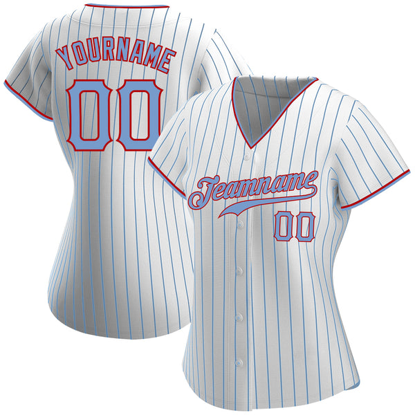 Custom Light Blue Red-White Authentic Baseball Jersey