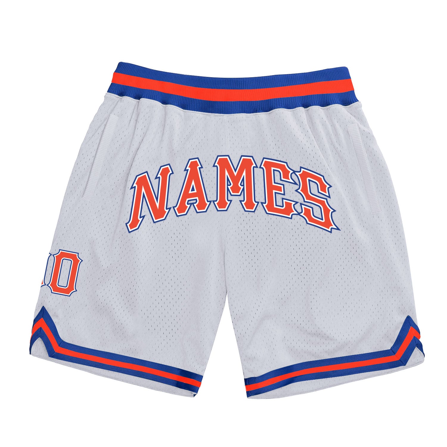 Custom White Orange-Royal Authentic Throwback Basketball Shorts