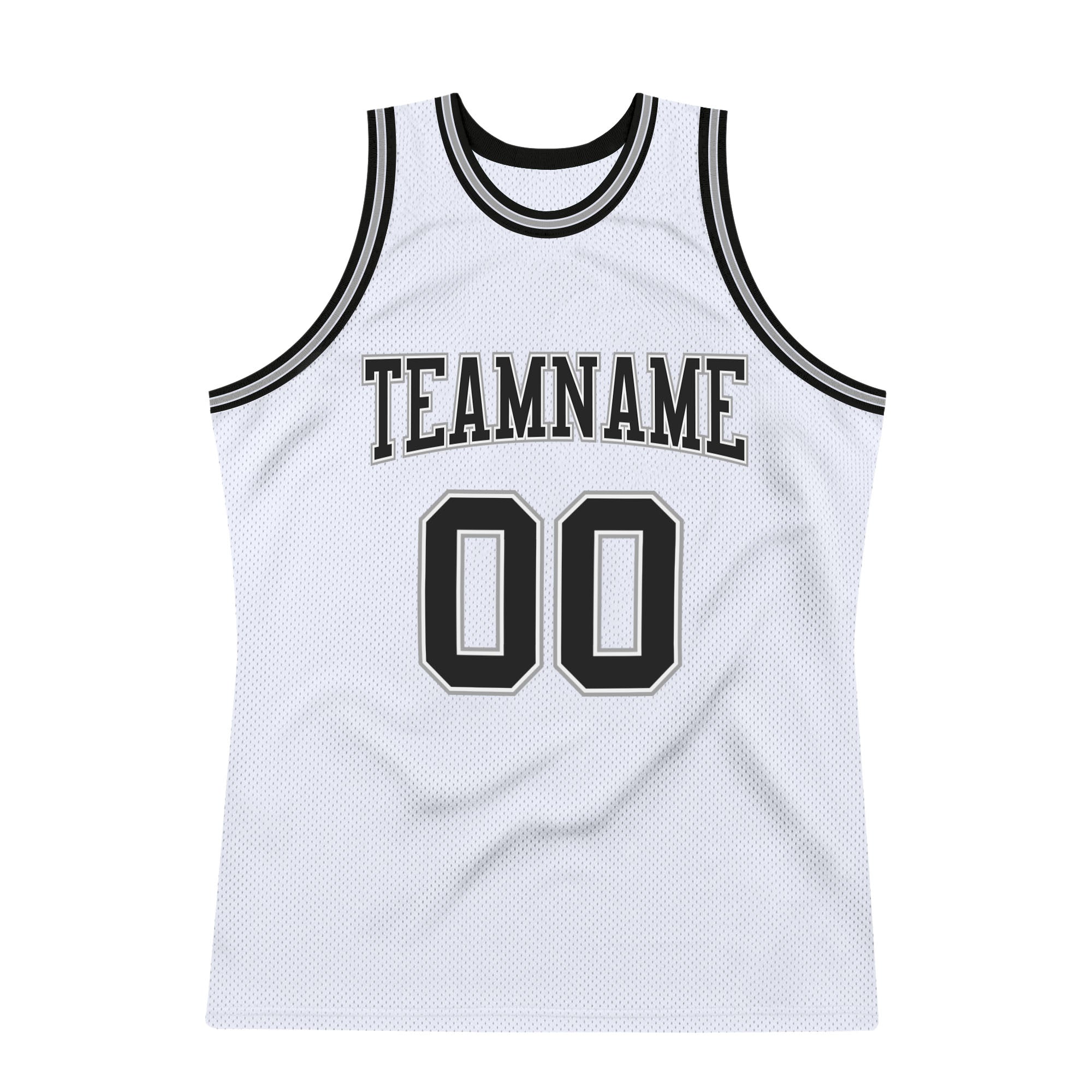 Custom White Black-Gray Authentic Throwback Basketball Jersey