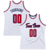 Custom White Red-Navy Authentic Throwback Basketball Jersey