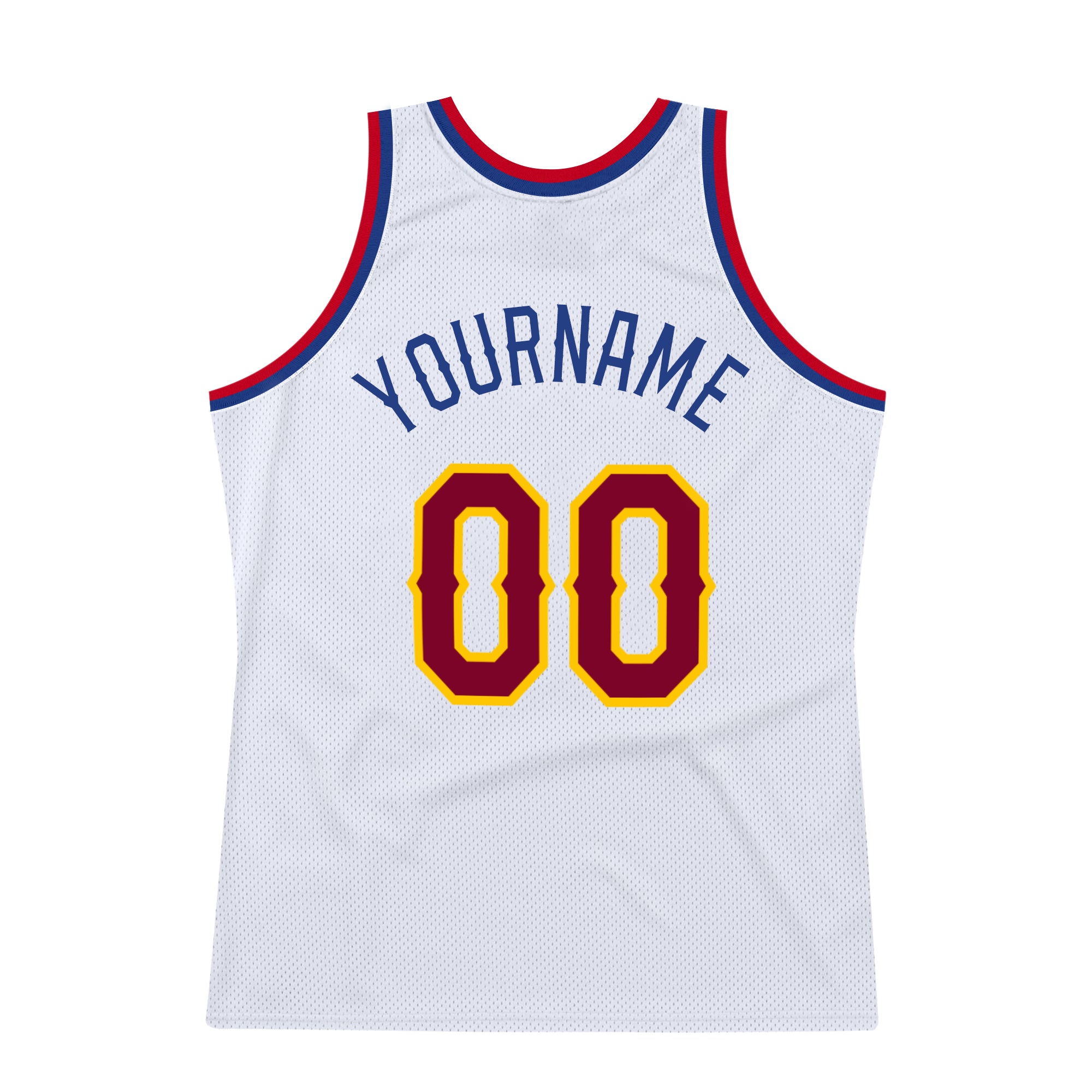 Custom White Maroon-Royal Authentic Throwback Basketball Jersey