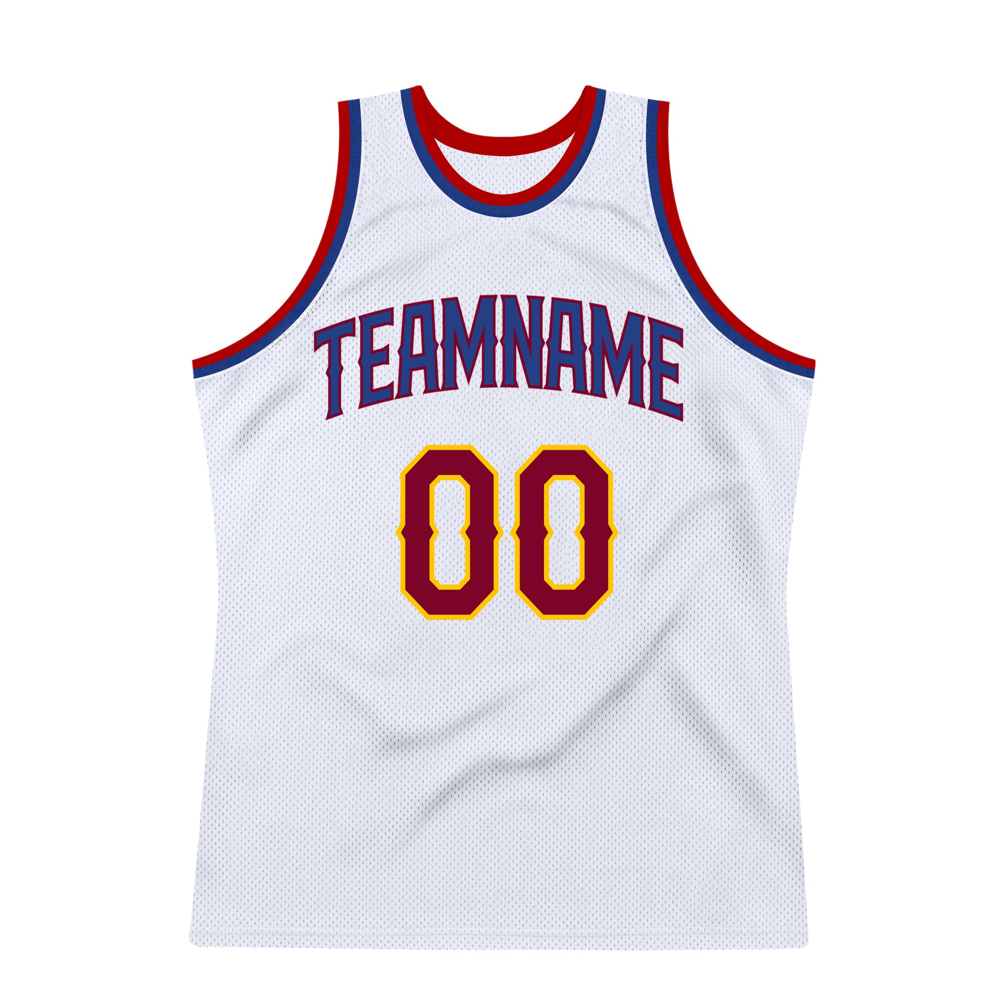 Custom White Maroon-Royal Authentic Throwback Basketball Jersey