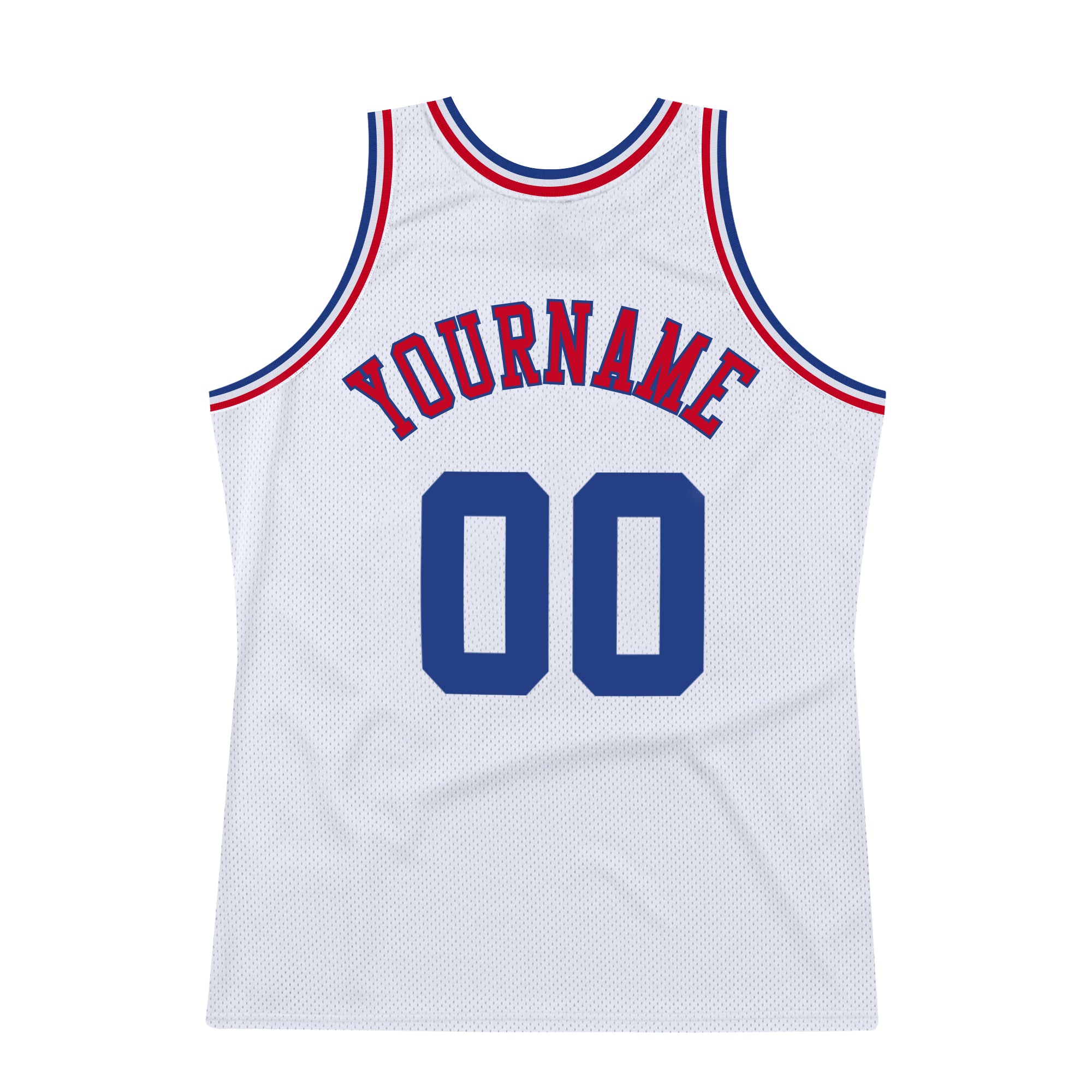 Custom White Royal-Red Authentic Throwback Basketball Jersey