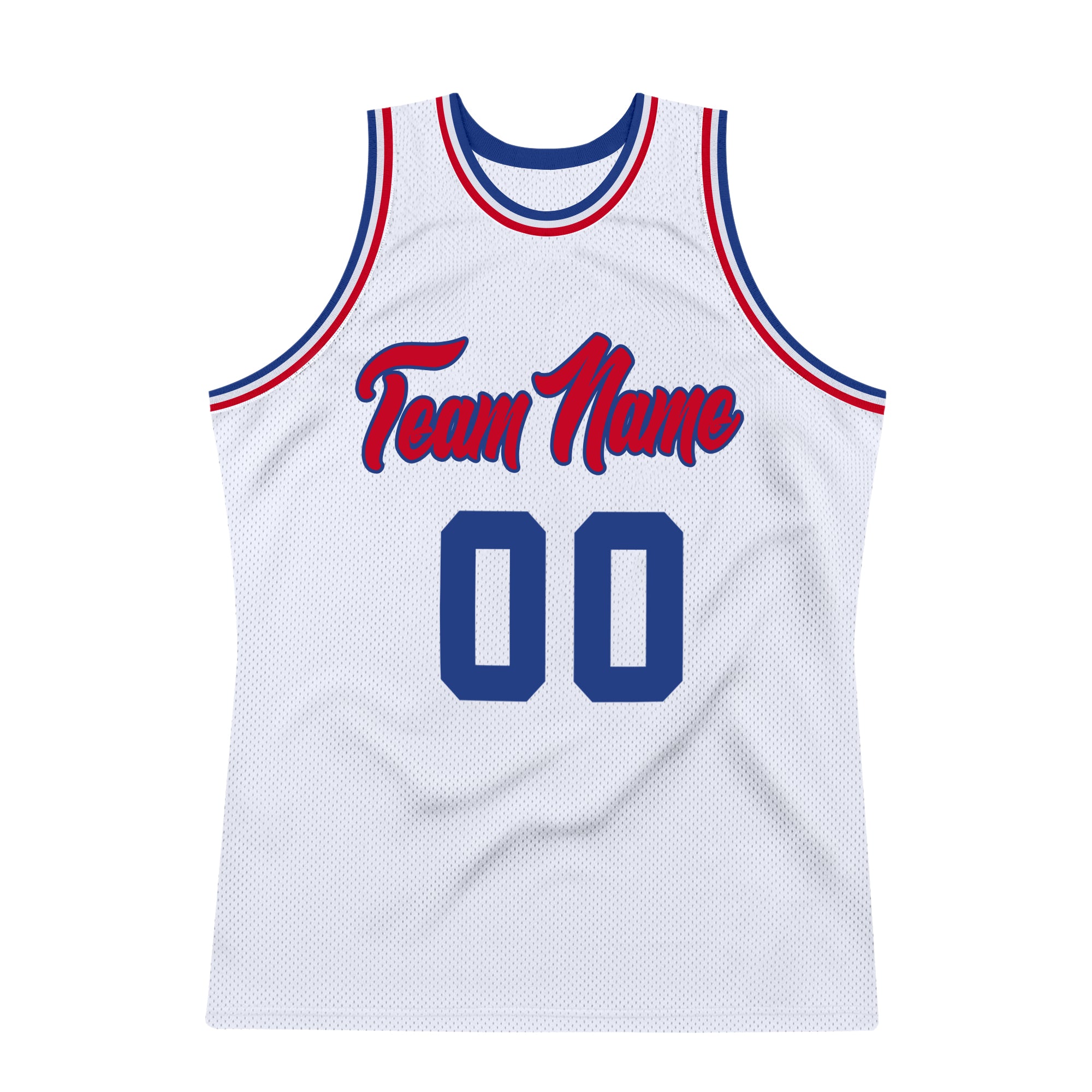 Custom White Royal-Red Authentic Throwback Basketball Jersey