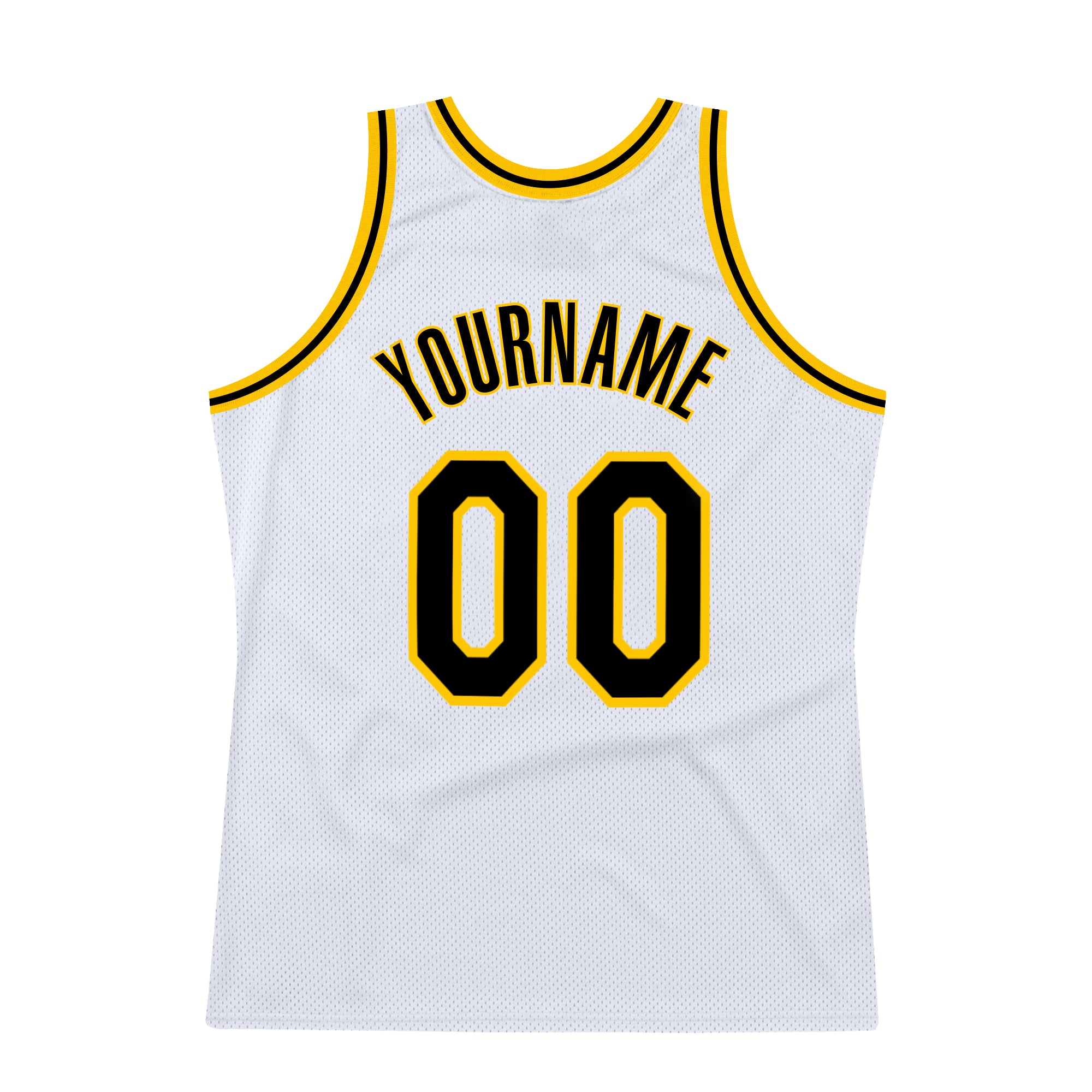 Custom White Black-Gold Authentic Throwback Basketball Jersey