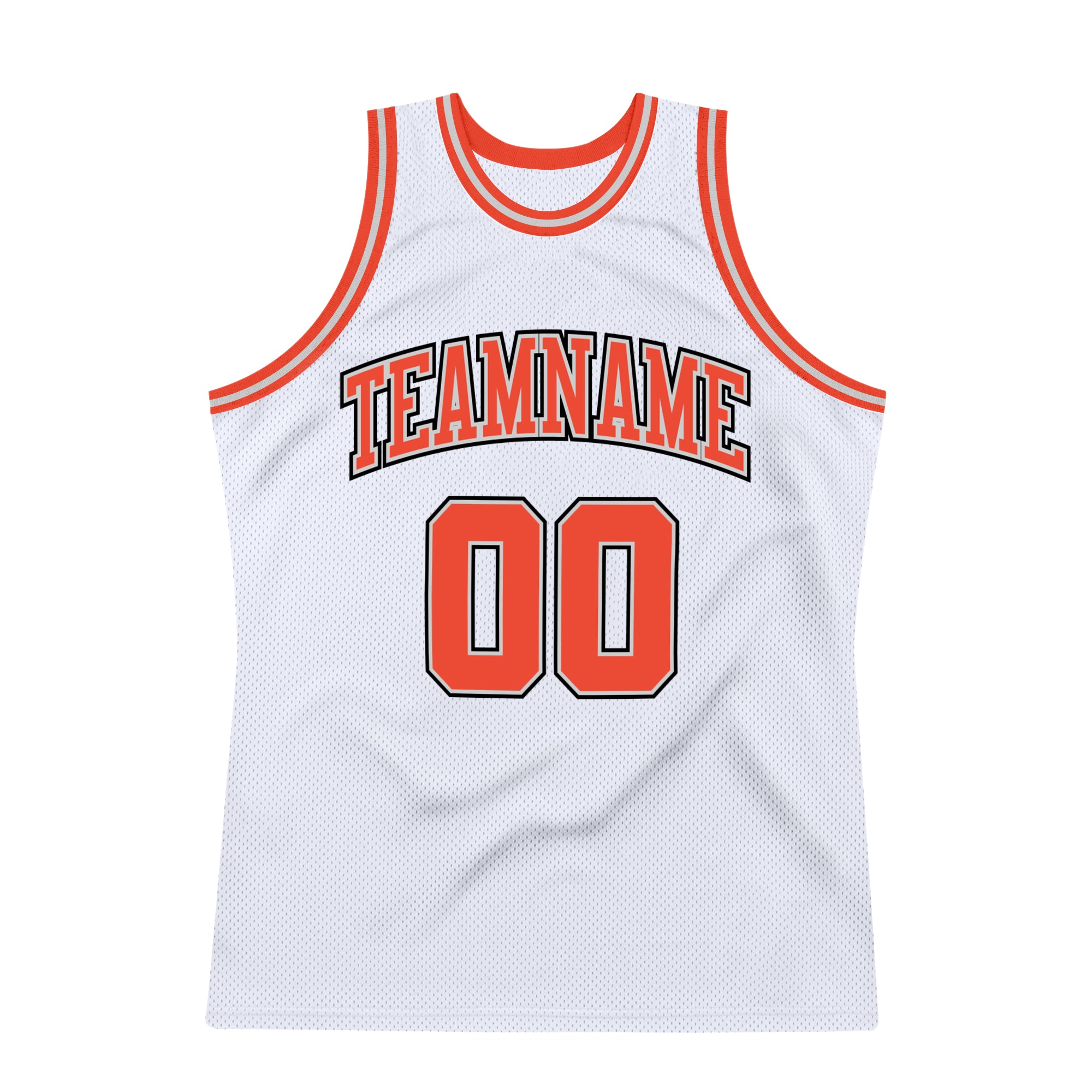 Custom White Orange-Gray Authentic Throwback Basketball Jersey