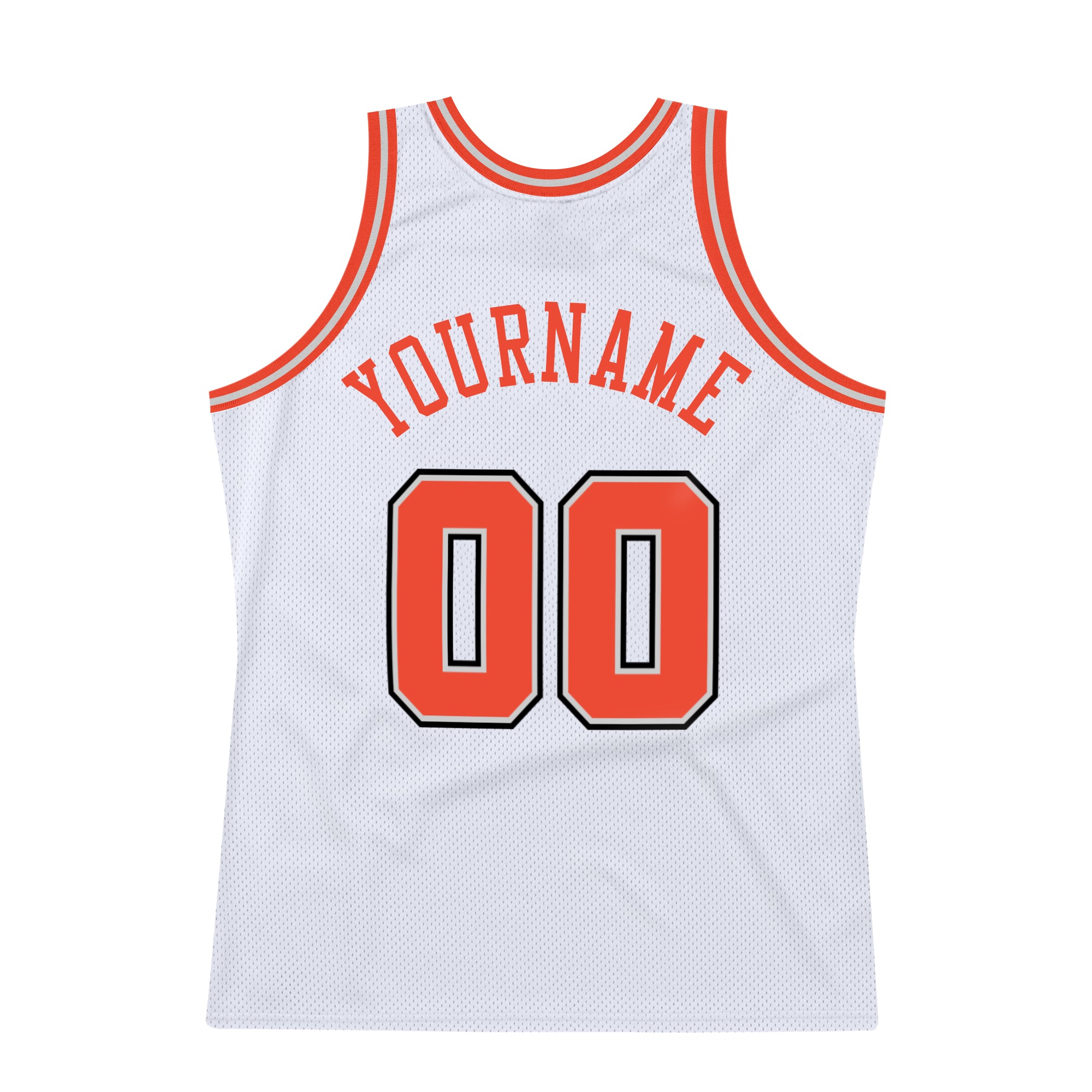 Custom White Orange-Gray Authentic Throwback Basketball Jersey