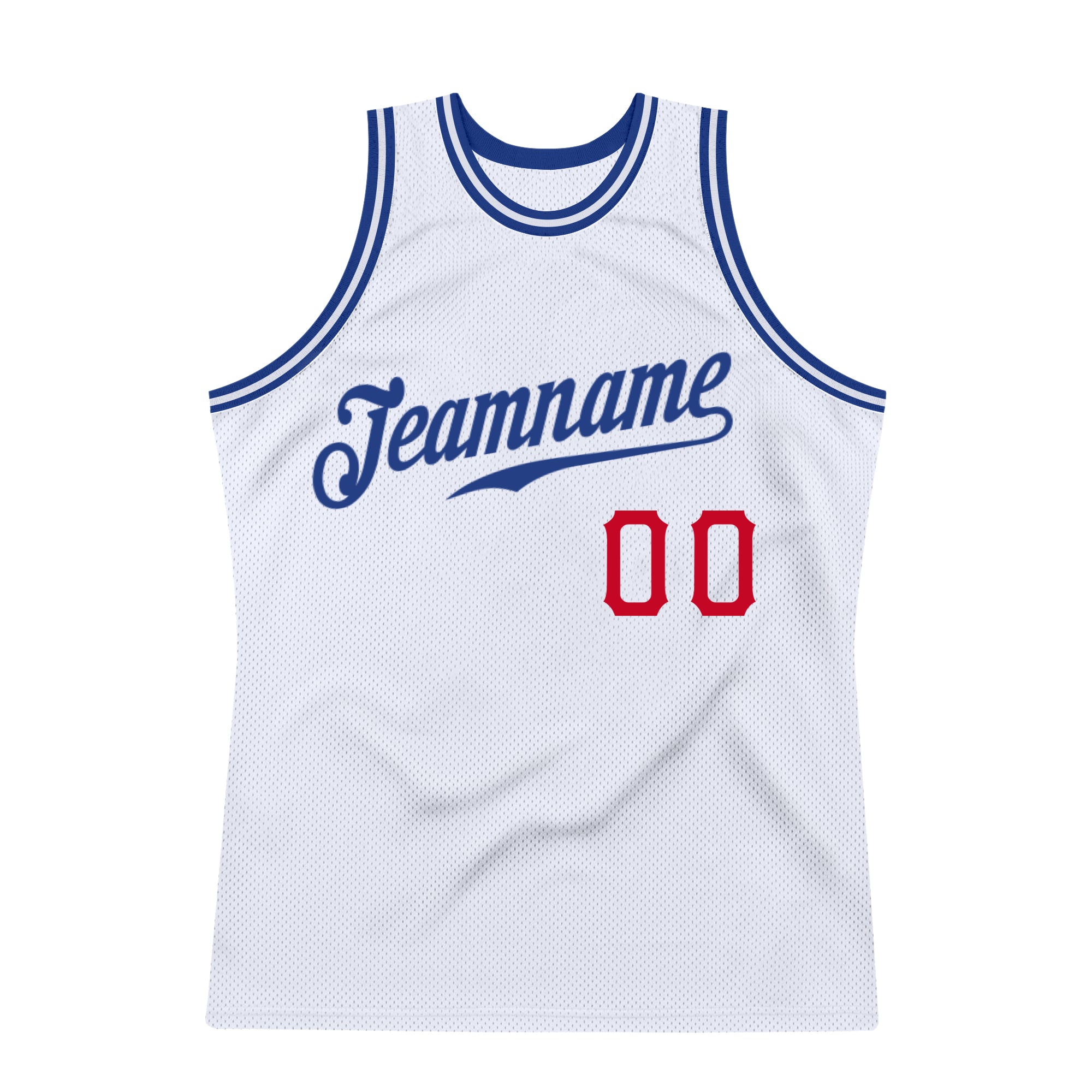 Custom White Royal-Red Authentic Throwback Basketball Jersey