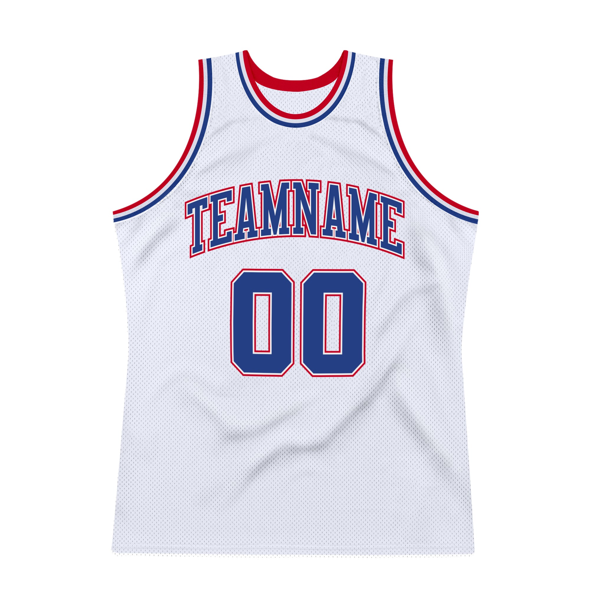 Custom White Royal-Red Authentic Throwback Basketball Jersey