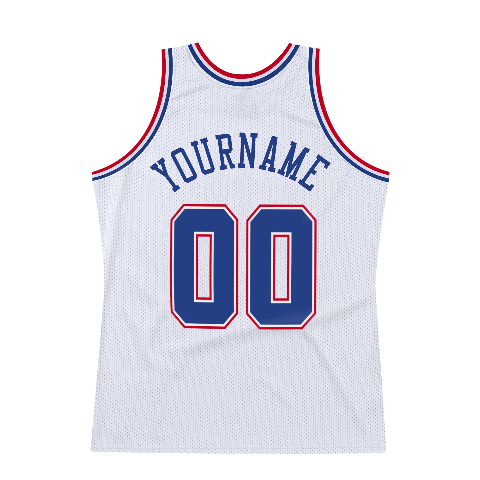 Custom White Royal-Red Authentic Throwback Basketball Jersey