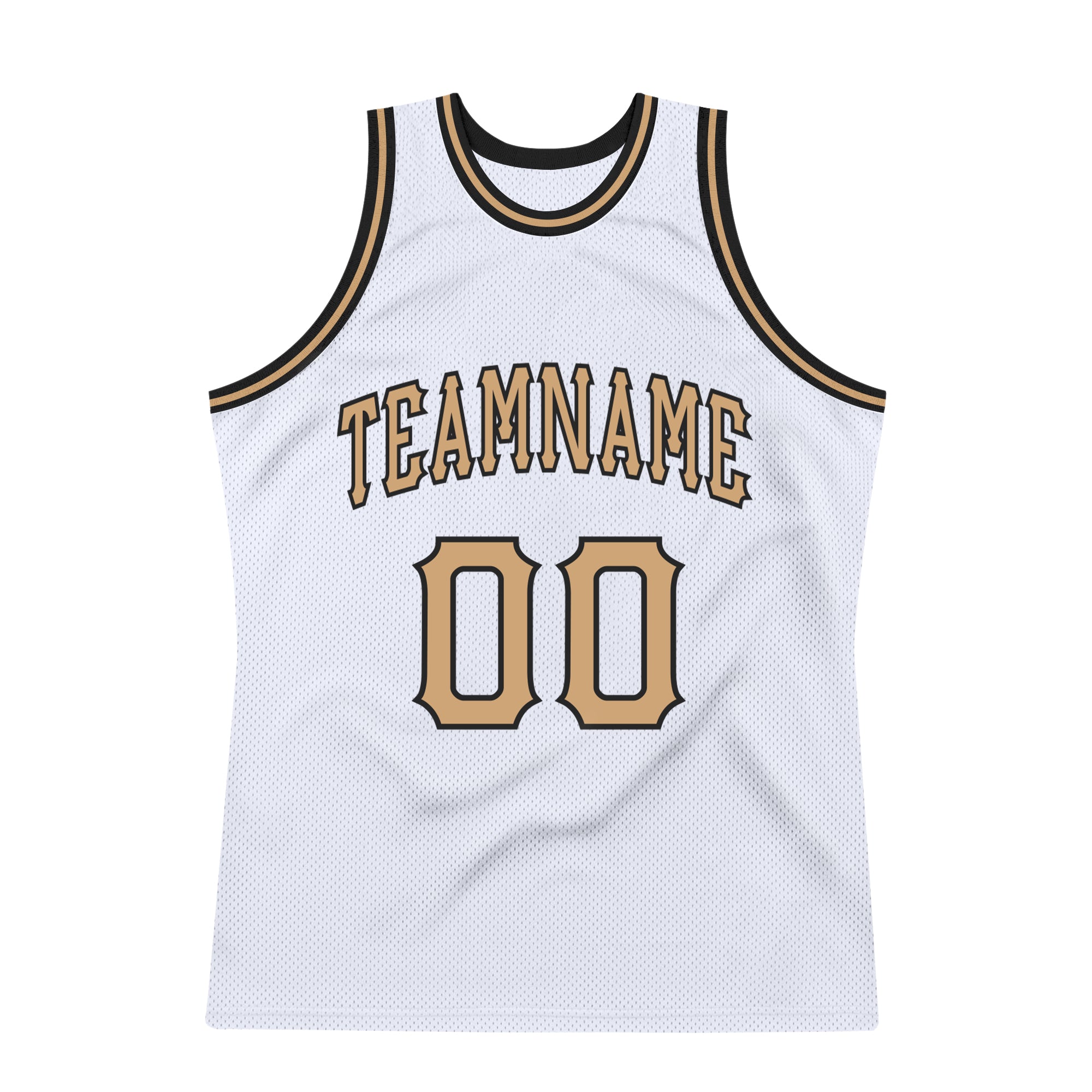 Custom White Old Gold-Black Authentic Throwback Basketball Jersey