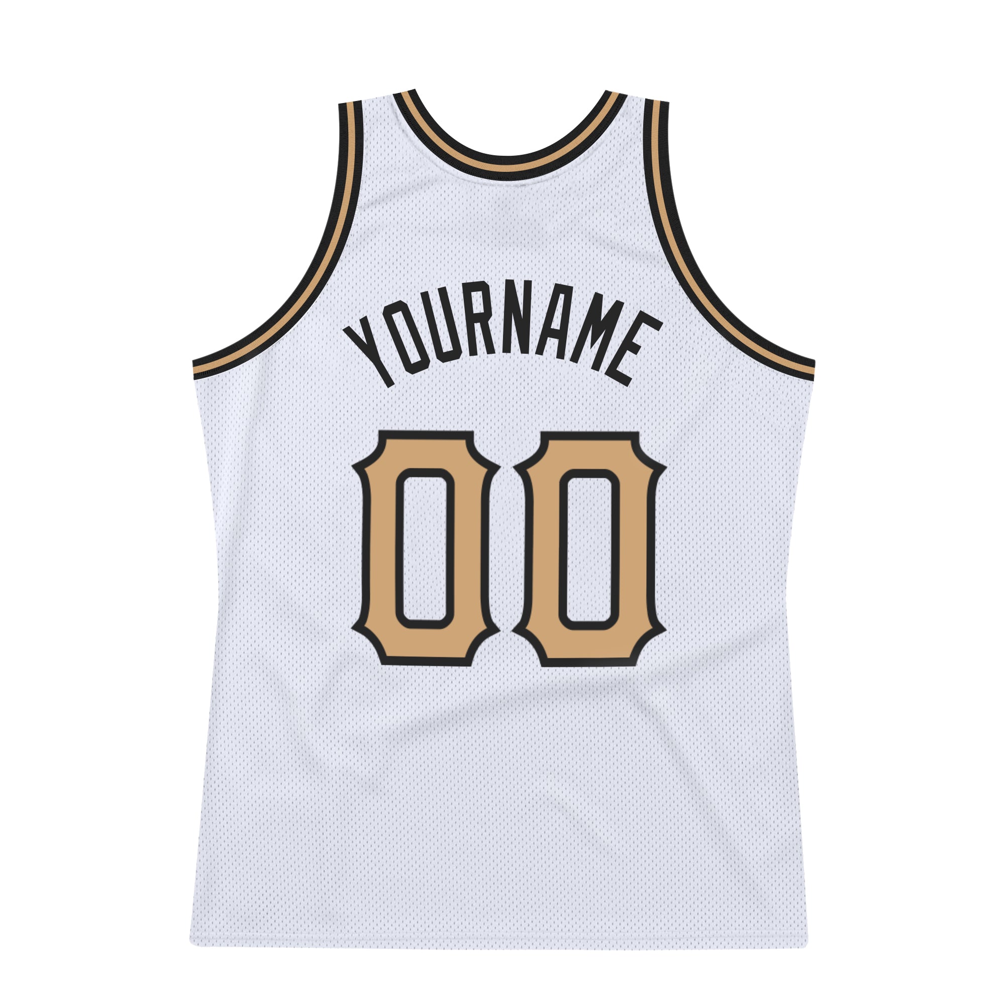 Custom White Old Gold-Black Authentic Throwback Basketball Jersey