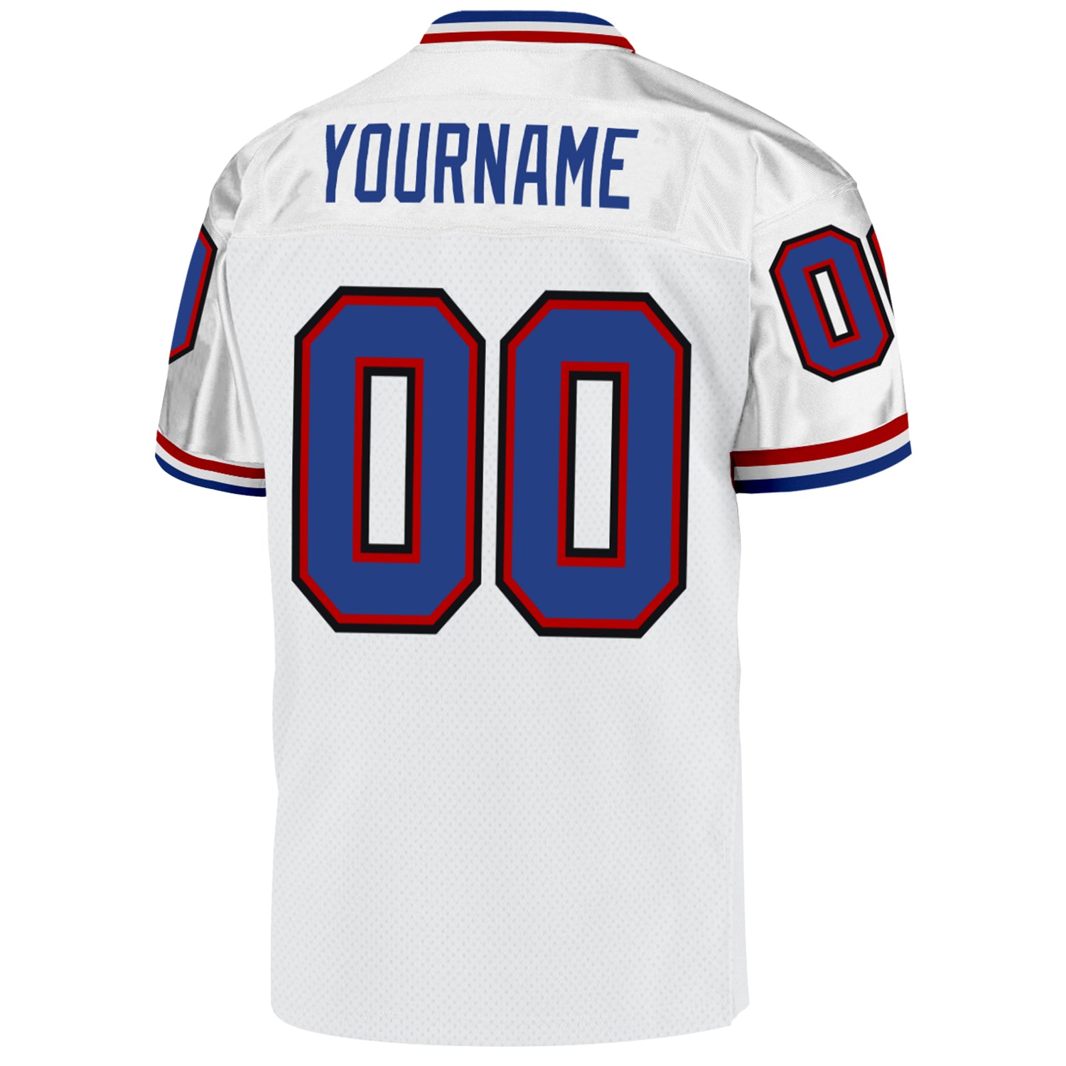 Custom White Royal-Red Mesh Authentic Throwback Football Jersey