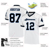 Custom White Black-Light Blue Mesh Authentic Throwback Football Jersey