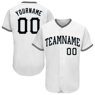 Custom White Black-Silver Authentic Baseball Jersey