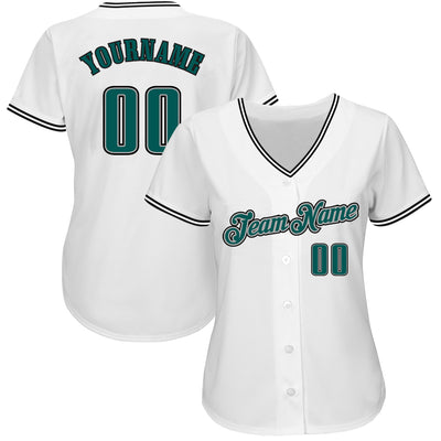 Custom White Midnight Green-Black Authentic Baseball Jersey