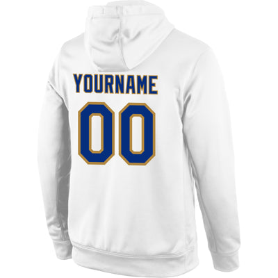 Custom Stitched White Royal-Old Gold Sports Pullover Sweatshirt Hoodie