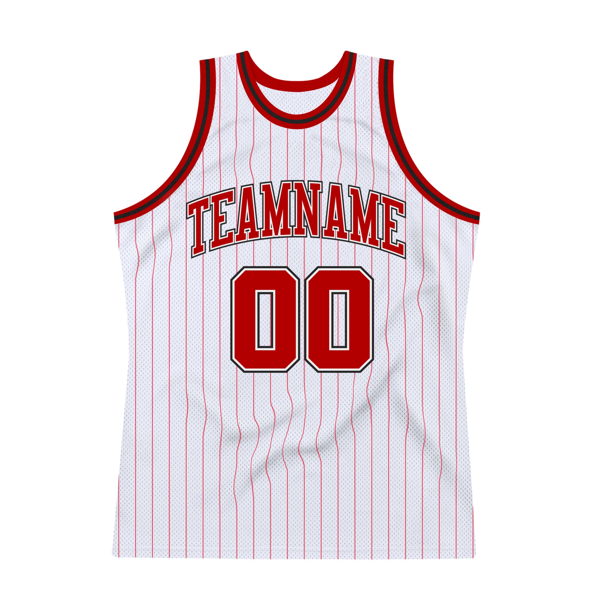 Custom White Red Pinstripe Red-Black Authentic Basketball Jersey