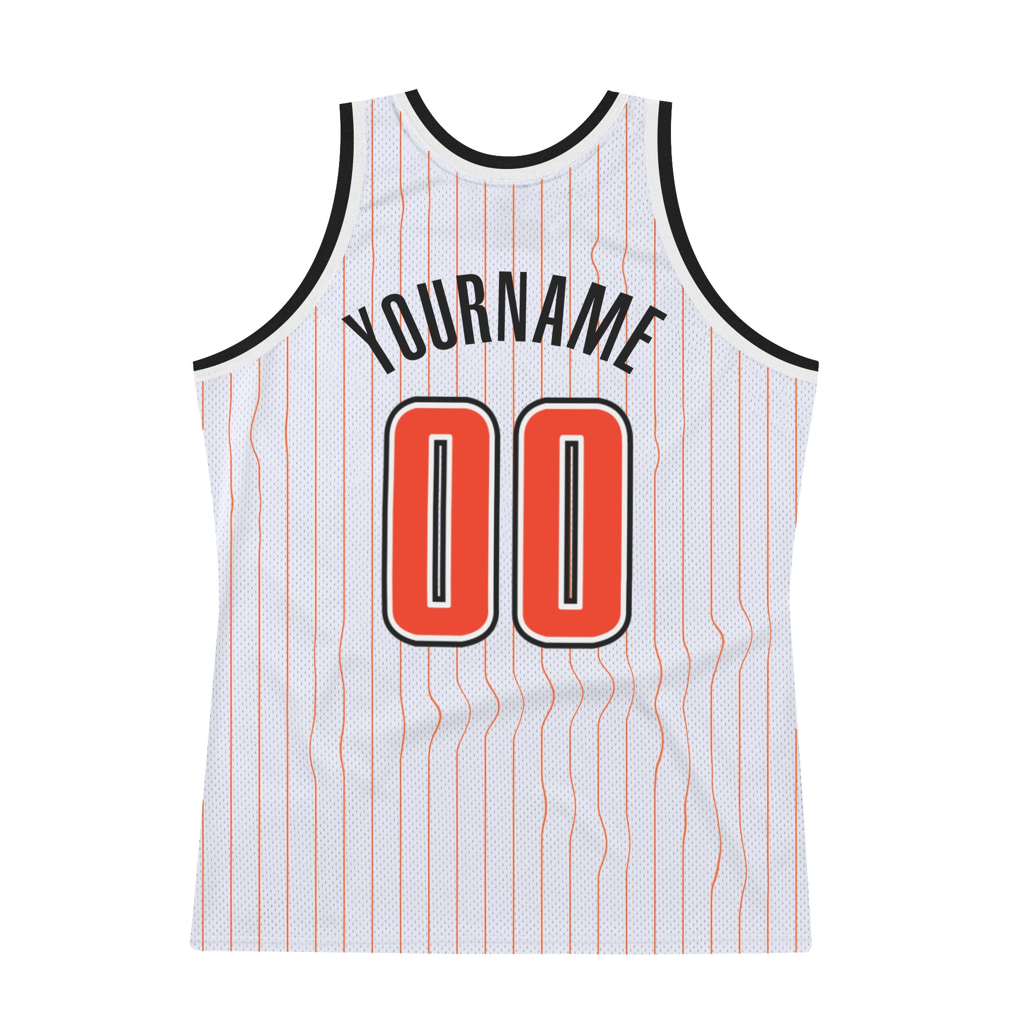 Custom White Orange Pinstripe Orange-Black Authentic Basketball Jersey