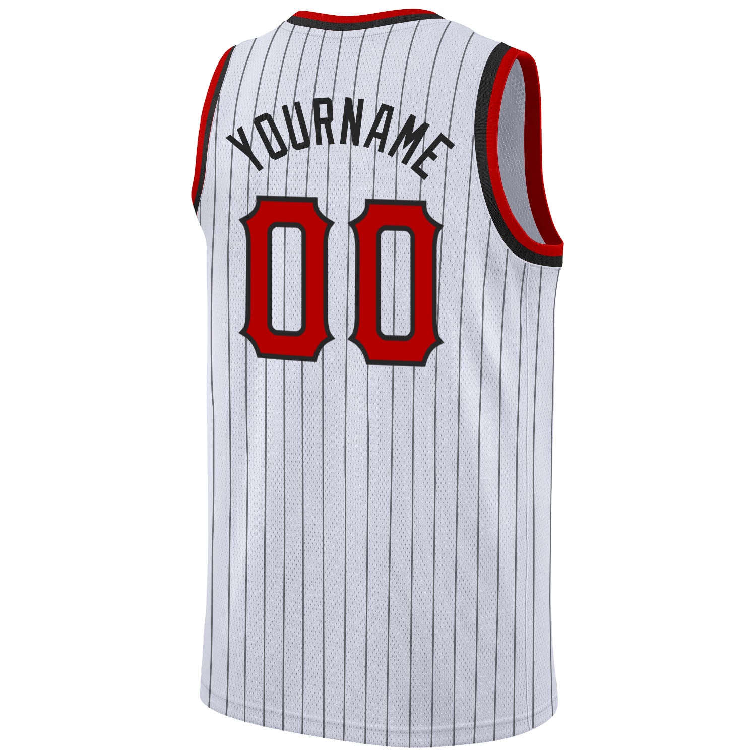 Custom White Black Pinstripe Red-Black Authentic Basketball Jersey