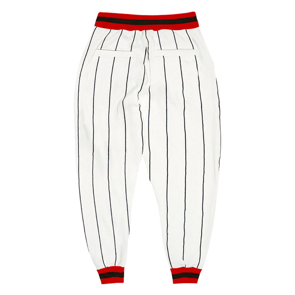 Custom White Black Pinstripe Red-Black Sports Pants Men's Size:XS