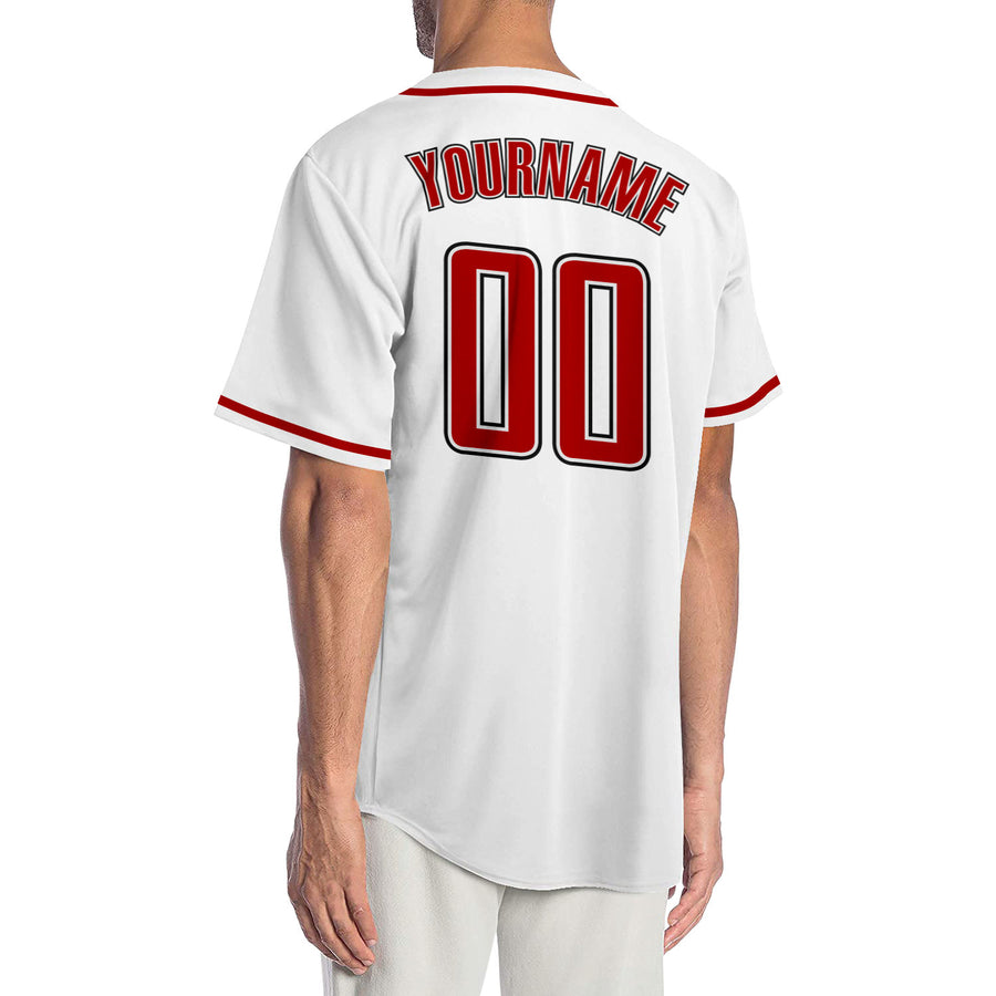 Custom White Red-Black Authentic Baseball Jersey