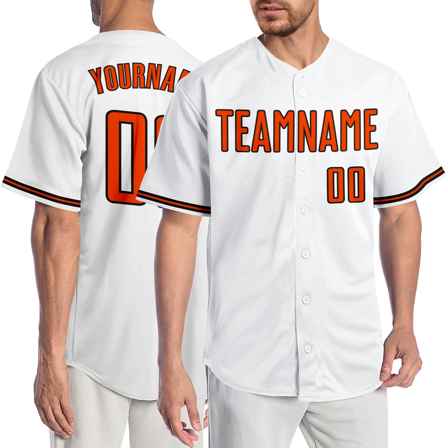 Custom Baseball Jersey Orange Black-White