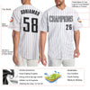 Custom White Purple Pinstripe Black-Gray Authentic Baseball Jersey