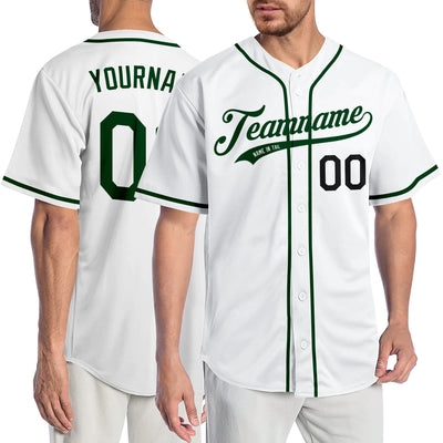 Custom White Green-Black Authentic Baseball Jersey