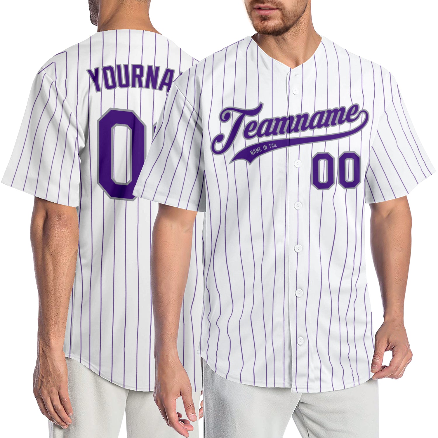  Purple And White Baseball Jersey
