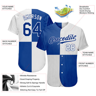 Custom White Royal 3D Pattern Design Multicolor Authentic Baseball Jersey