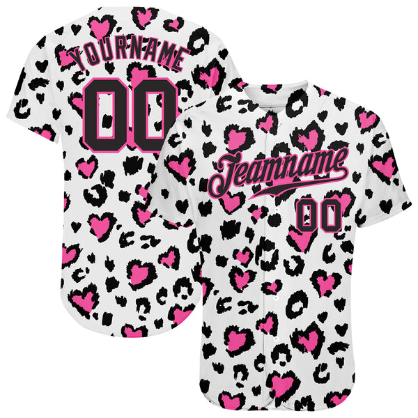  Custom Pink Leopard Pink White Baseball Jersey for Men, Personalized Leopard Baseball Jersey Print Stitched,Leopard Short-Sleeve Baseball  Jersey,Leopard Jerseys Sport for Men Adults