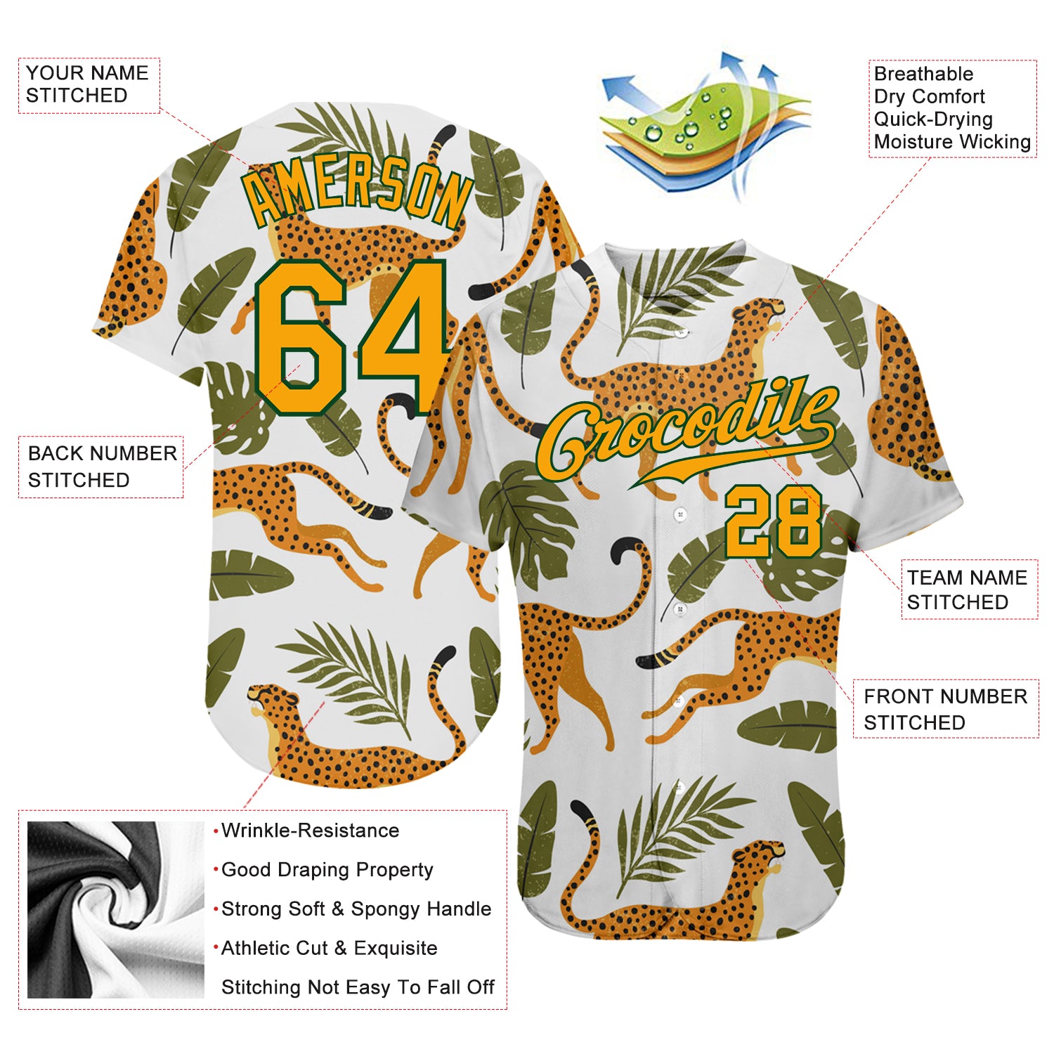 Cheap Custom 3D Pattern Design Tropical Authentic Baseball Jersey