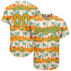 Custom White Gold-Teal 3D Pattern Design Hawaii Palm Trees Authentic Baseball Jersey