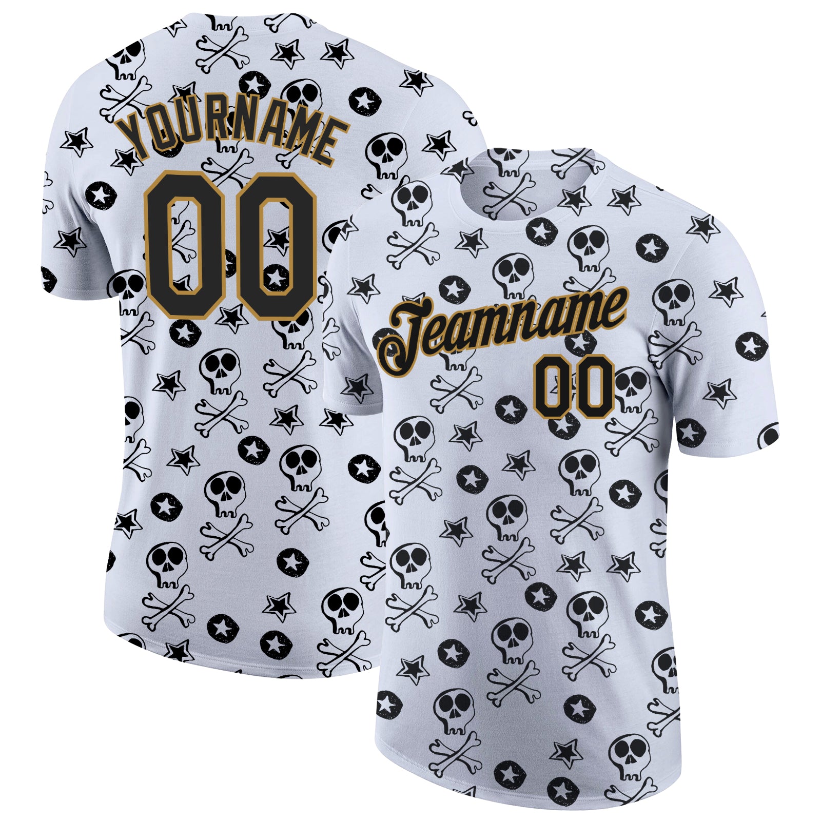 Custom Black Performance T-Shirt-Old Gold - FansIdea