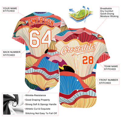 Custom White White-Orange 3D Pattern Design Flowers Authentic Baseball Jersey