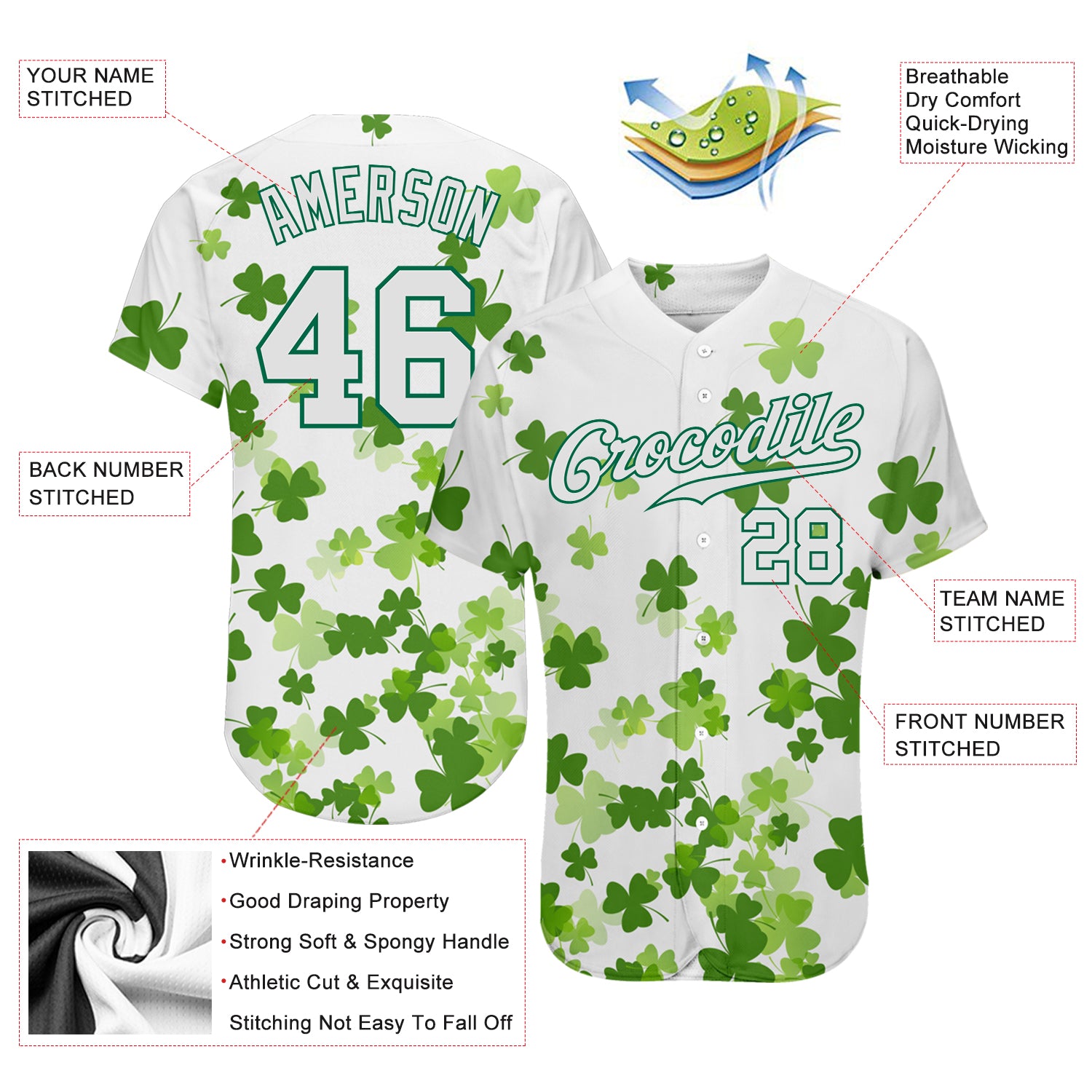 St. Patty Jersey Shirts Customized Name and Number St Patrick 