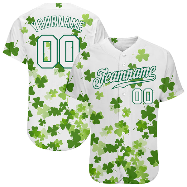 Custom 3D Pattern Baseball Jersey Kelly Green Gold-Black Design Authentic  St. Patrick's Day - FansIdea