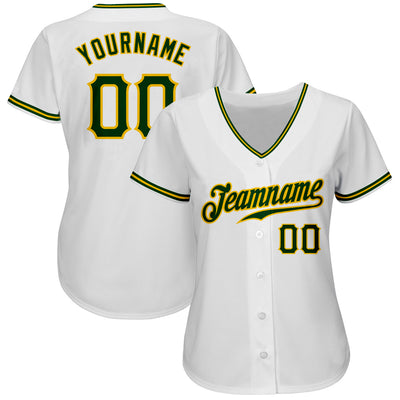 Custom White Green-Gold Authentic Baseball Jersey