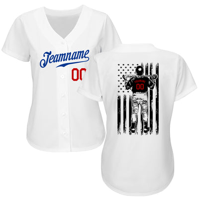 Custom White Royal-Red Authentic Baseball Jersey