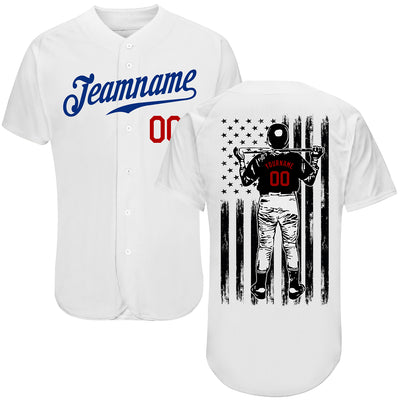 Custom White Royal-Red Authentic Baseball Jersey